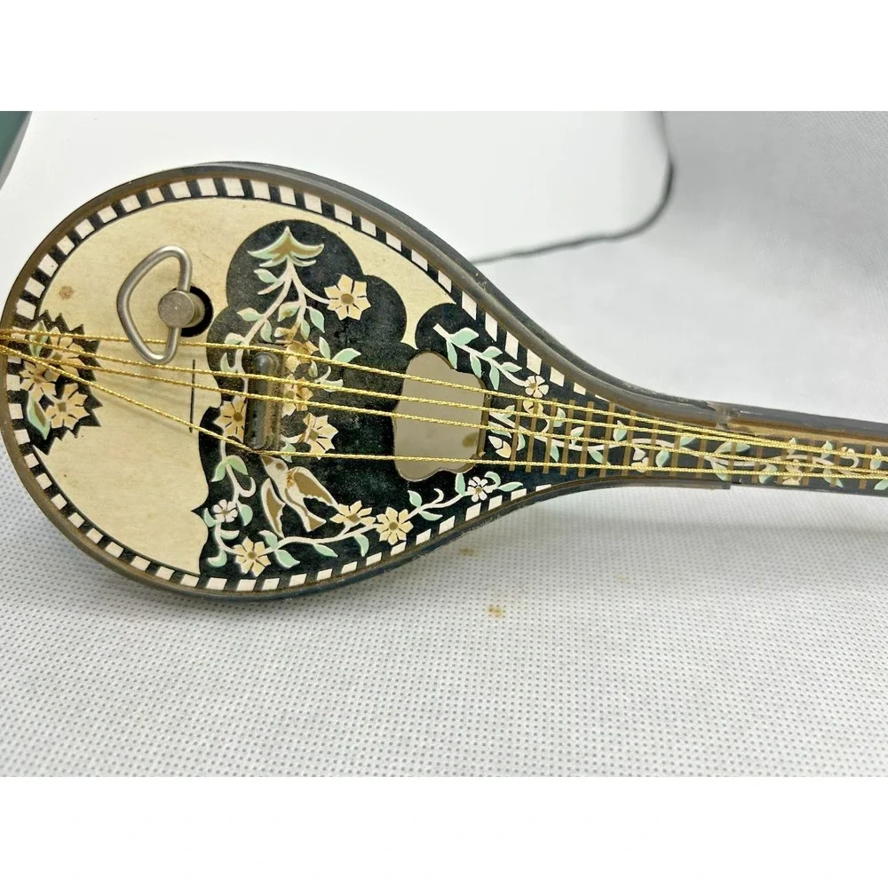 Mandolin Wind-Up Music Box Ornate‎ Floral